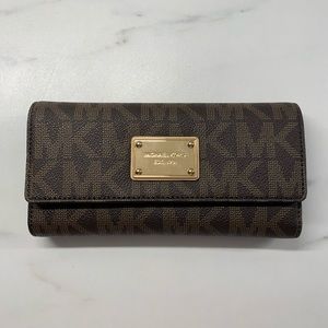 Brown Michael Kors checkbook wallet